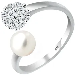 Elli Ring Statement Perle Kristalle 925 Silber 58 Damen 