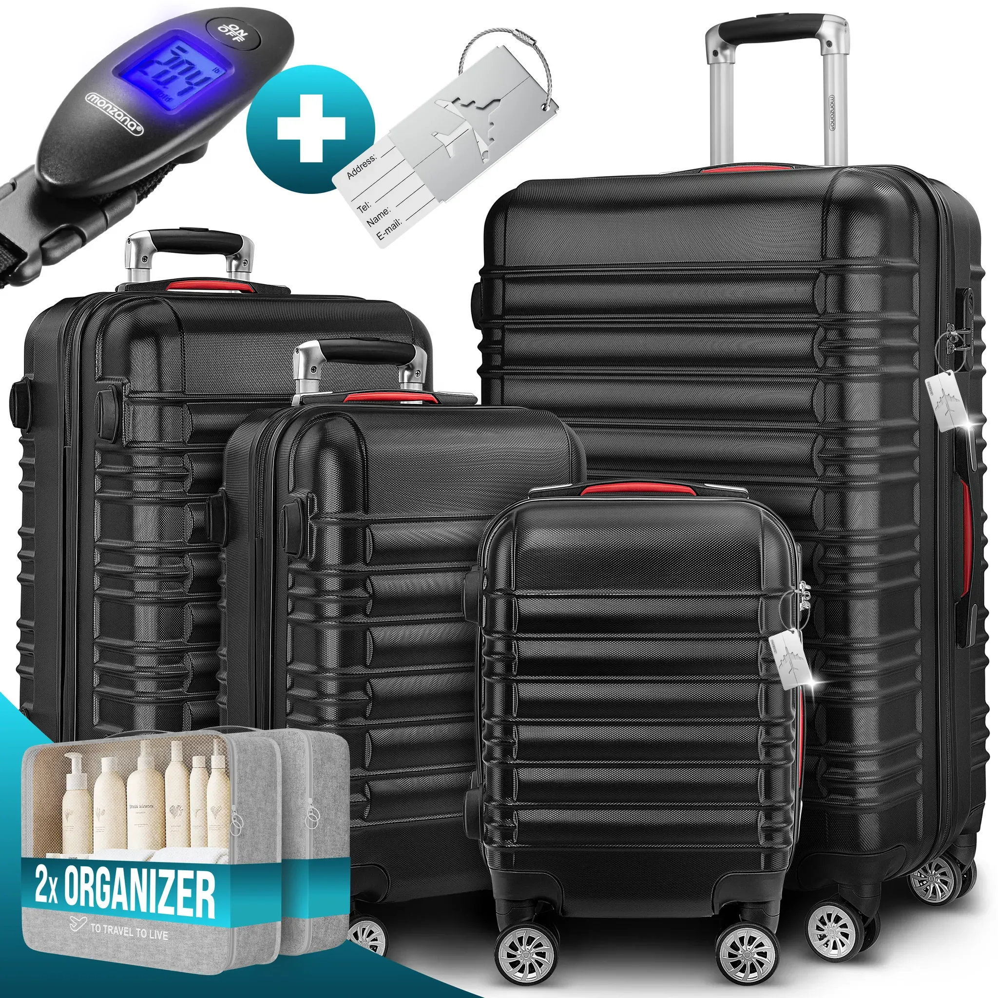 Hard case set Baseline 4-piece black ABS accessories