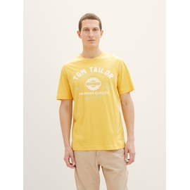 TOM TAILOR Herren T-Shirt mit Label-Print, gelb, XL