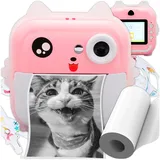krumad Mini Sofortbildkamera mit Drucker für Kinder 2in1 Digitalkamera & Fotodrucker - Bluetooth, Spiele, Video & Musik - Geschenk für Teenager Mädchen - Mobiler Drucker Smartphone