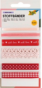 folia Geschenkband Set Rosy Love unterschiedlich rot/weiß