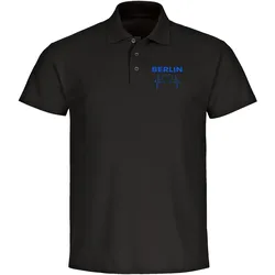 multifanshop Poloshirt - Berlin blau - Herzschlag - Druck blau - Polo