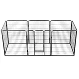 vidaXL Hunde-Laufgitter 8 Paneele Stahl 80 x 100 cm Schwarz