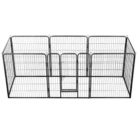 vidaXL Hunde-Laufgitter 8 Paneele Stahl 80 x 100 cm Schwarz