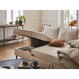 best mobilier Lisa Design Jake Wohnlandschaft U-Form, 7-Sitzer, mit Schlaffunktion und Bettkasten, aus Cord Beige