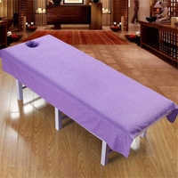 Highdi Massage Bettlaken mit Loch, Waschbare Massage Tischdecke Atmungsaktiv Bezug für Massageliege Weiches Beauty Betttisch-Bezug (100 * 190cm,Dunkelviolett)