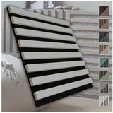 marbet design Wandpaneel, (Akustikpaneele Akustikquadrate 40x40cm Wandverkleidung Holz - (1 Paneel, schwarz - weiß) Paneele Akustikfilz Lamellendekor Schallschutz)