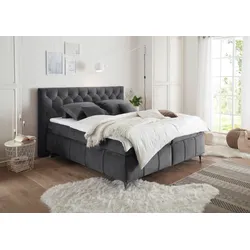 Boxspringbett »Pembroke«, inkl. Topper, anthrazit Salvador 15 anthrazit, , 49509935-0 Microvelours