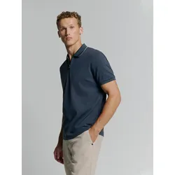 Poloshirt NO EXCESS "No Excess Poloshirt Polo Liquid Finished Cotton", Herren, Gr. L, blau (dunkelblau), 100% Baumwolle, Shirts