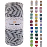 Sznurkomania, Baumwollkordel 3mm 100m, 46 Farben, Häkelkordel, Geflochten Baumwollkordel 3mm, Makramee Kordel, Makramee Garn, Premium Garn, Makramee Seil (Grau)