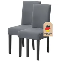 Intirilife 2x Elastische Stuhlhusse Stuhlüberzug in GRAU mit 38