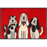 Wash+Dry Three Dogs Dekorative Fußmatte Indoor Rechteckig Beige, Schwarz, Rot,