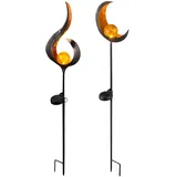 GLOBO Solarleuchte Glas Metall H 90 cm 2er Set bronze