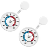 2 Stück Fensterthermometer selbstklebend rund Außen Fenster Analog Thermometer