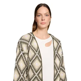Cartoon Strickjacke mit Jacquard Khaki/Beige 36