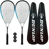 Dunlop Hyper Lite Nano Squashschläger Doppelpack, inkl. vollständiger Schutzhülle und 3 Squashbällen