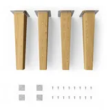 Sossai Möbelfüße aus Massivholz Eiche mit Öl-Finish, Clif Square HMF3, 25 cm hoch, eckig, gerade Ausführung, für Vitrinen, Tische, Schränke