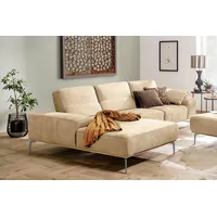 W.SCHILLIG Ecksofa run, Designsofa mit tollem Sitzkomfort, bequem, L-Form, mit elegantem Holzsockel, Füße in Silber matt, Breite 319 cm braun