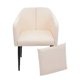 Mendler Esszimmerstuhl HWC-H93, Küchenstuhl Lehnstuhl Stuhl Kunstleder creme-beige