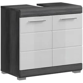 xonox.home Waschbeckenunterschrank Scout 60 x 56 x 34 cm Grau/Weiß Hochglanz