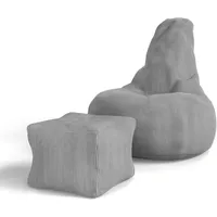 Juskys Sitzsack Chillex mit Hocker - Hellgrau