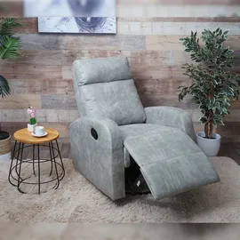 Mendler HWC-A54 Premium, Relaxsessel Schaukelstuhl Wippfunktion, drehbar ~ Stoff/Textil hellgrau