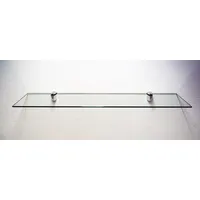 Dekoleidenschaft Wandregal aus 10mm Glas, klar, Verschiedene Formen und Größen, Glasregal, Glasboden, Glasablage, Badregal, Eckregal Bad Ablage Regal (Wandclips Maxi Silber, 60x20 cm)