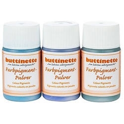buttinette Farbpigment-Pulver, blautöne, 3x 20 ml