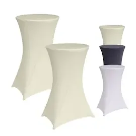 Baumarktplus 2x Stehtischhusse 60 cm beige Tischdecke Husse Bistrotisch Partytisch Stretch