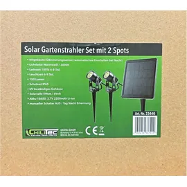 ChiliTec LED Solarstrahler 2er Set, Warmweiß, IP65