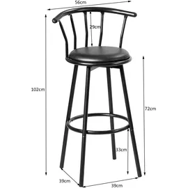 Costway Barhocker 2er Set 72 x 76 cm Schwarz