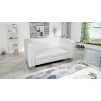 Edles Loungesofa Chicago 2 Sitzer in Kunstleder weiss Couch Polstersofa Sofa