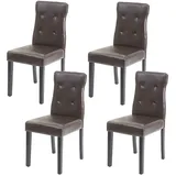 4er-Set Esszimmerstuhl HWC-E58, Stuhl Essstühle Kunstleder braun, dunkle Beine