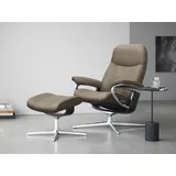 Stressless Stressless® Relaxsessel »Consul«, (Set, Relaxsessel mit Hocker), mit Hocker, mit Cross Base, Größe S, M & L, Holzakzent Schwarz beige