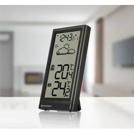 Bresser Wetterstation Digitales Thermometer mit DCF-Funksignal Datum Meteo - Schwarz
