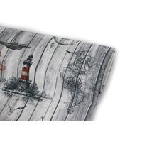 EXPERIENCE Stoff Canvasoptik Stoff Maritim Juist Grau Rot 150 cm breit Meterware Leinenoptik, Meterware grau|rot
