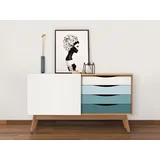 WoodMan Sideboard WOODMAN "Hilla", blau (eiche, hellblau), B:130cm H:71cm T:45cm, Sideboards, Sideboard, Kommode im angesagten skandinavischen Look, Breite 130 cm, FSC