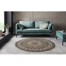 Teppich NOURISTAN "Parun Täbriz" Gr. 9, grün, H:9mm Ø:160cm, Polypropylen (PP), Teppiche, Kurzflor, Orient, Teppich, Vintage, Esszimmer, Wohnzimmer, Flur