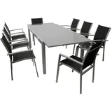 FRG Garnitur 9-teilig, Aluminium + Kunstgewebe schwarz