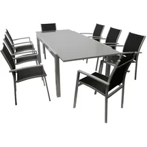 FRG Garnitur 9-teilig, Aluminium + Kunstgewebe schwarz