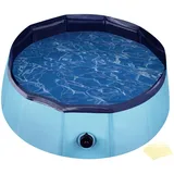 fudajo Hundepool 80 x 30 cm rutschfestes Hundeplanschbecken, Hundeschwimmbad faltbar aus Pvc, Hundebadewanne mit verstärkten Kanten, tragbarer Pool für Hunde