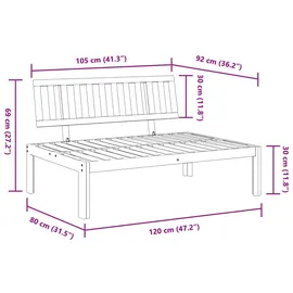 vidaXL Garten-Mittelsofa aus Paletten Massivholz Akazie