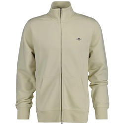 GANT Herren Sweatjacke - REGULAR SHIELD FULL ZIP SWEAT, Reißverschluss, Stehkragen Beige M