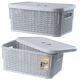 Kadax Aufbewahrungskorb mit Deckel 20 x 29 x 22 cm grau