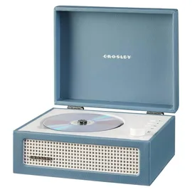 Crosley Voyager CD-Player mit Stereo-Bluetooth-Lautsprechern und FM-Radio, Washed Blue