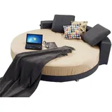 JVmoebel Rundbett Rundes Leder Bett 200x200 Luxus Polster Rund Betten Runde, Made in Europa grau