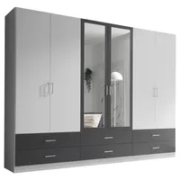 Die Möbelfundgrube Kleiderschrank JANNE mit Spiegel 272 x 211 x 55 cm Weiß/Graphit