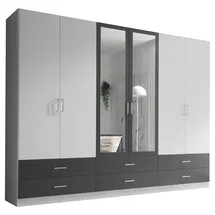 Die Möbelfundgrube Kleiderschrank JANNE mit Spiegel 272 x 211 x 55 cm Weiß/Graphit
