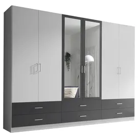 Die Möbelfundgrube Kleiderschrank JANNE mit Spiegel 272 x 211 x 55 cm Weiß/Graphit