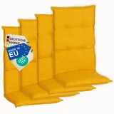NYVI Hochlehnerauflage Hochlehner Auflagen 4er Set Barcelona - Gartenstuhlauflagen 118x50cm, (4 St), Stuhlauflage, Sitzauflage mit Halteband, UV-fest gelb